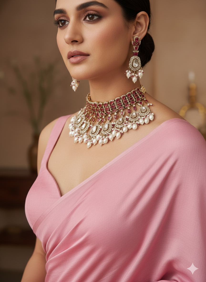 Lurap Gemstone Pearl ChokerSet