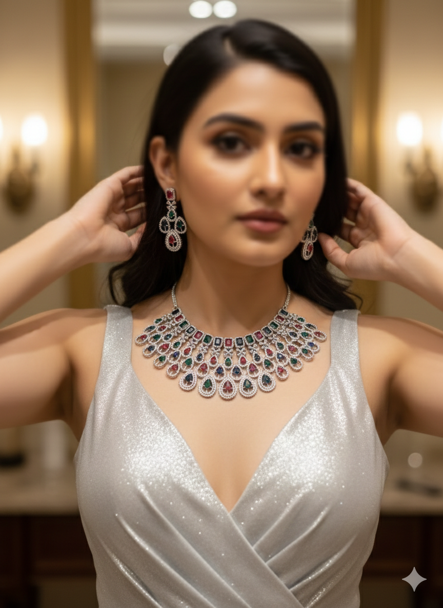 Lurap Multicoloured Gemstone NecklaceSet