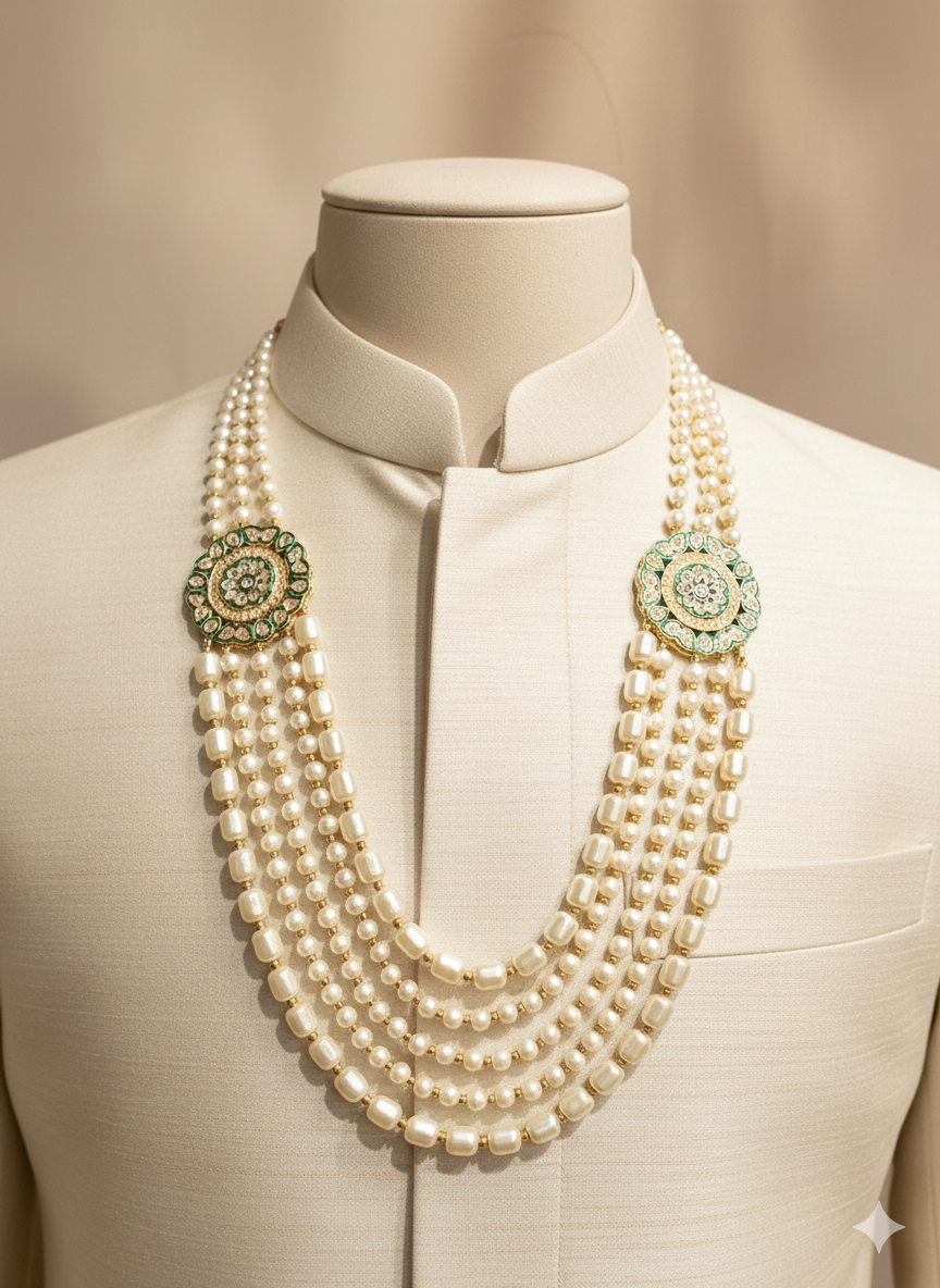 Lurap Pearl Green floret Mala