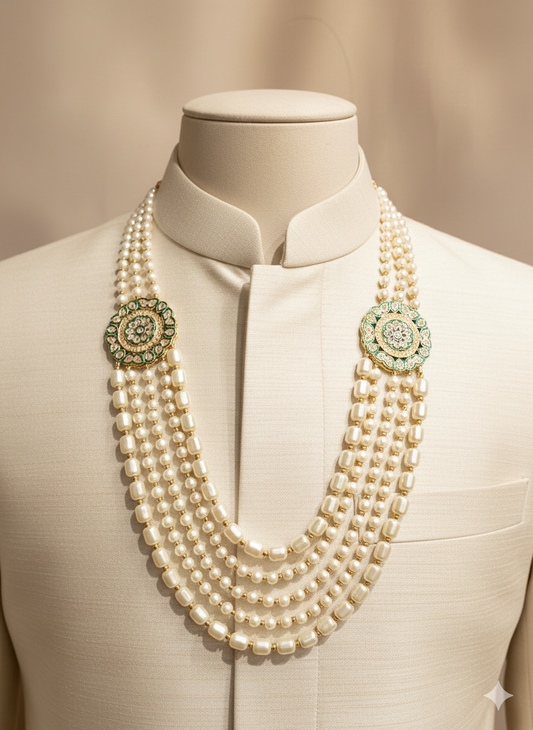 Lurap Pearl Green floret Mala