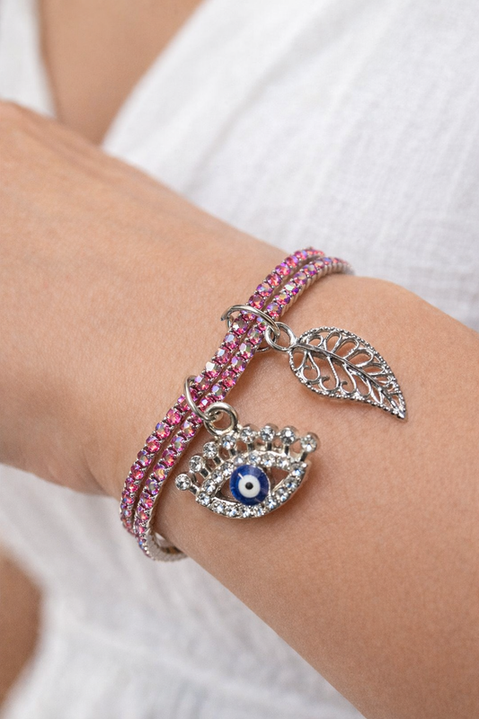 Swarovski evil eye charm stack