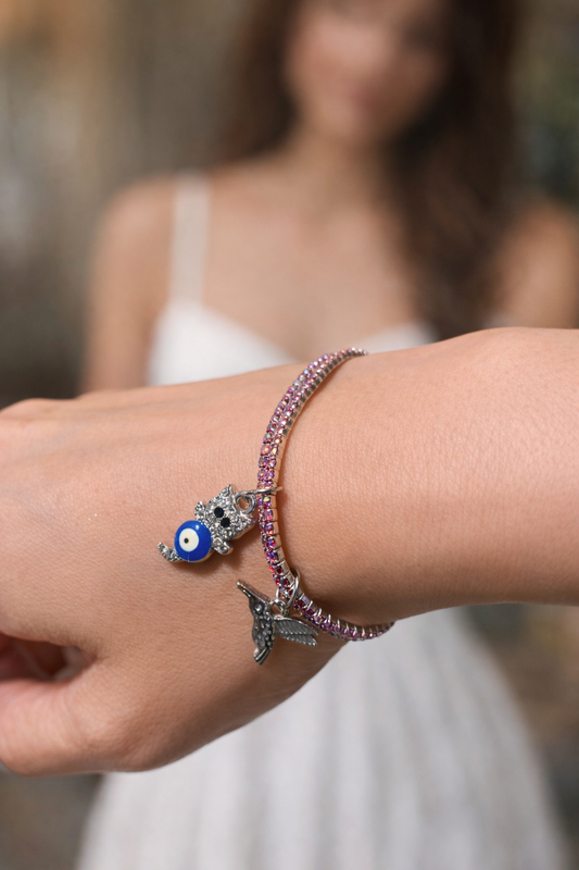 Swarovski evil eye charm stack