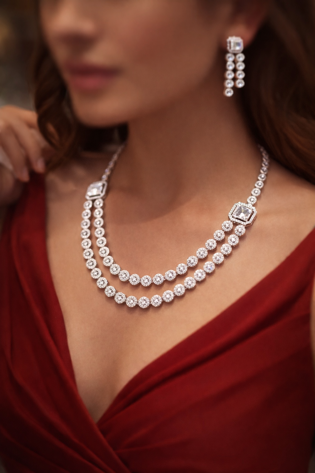 Lurap Diamond Duo Tennis NecklaceSet