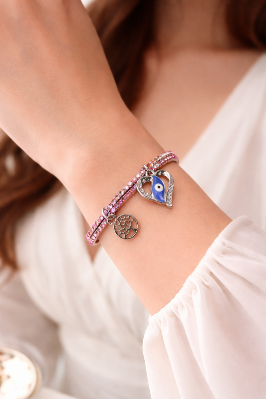 Swarovski evil eye charm stack