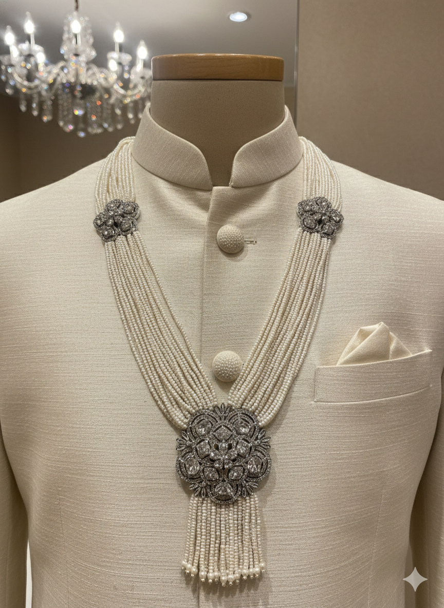 Lurap Pearl Rose Diamond Mala