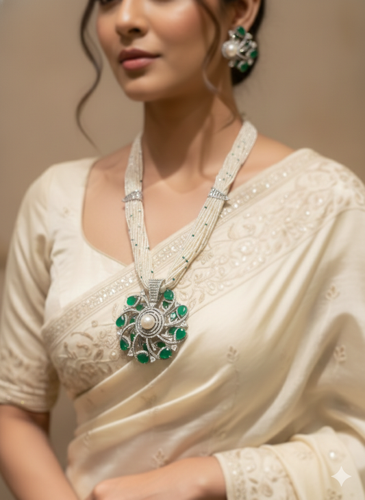Lurap Emerald Flower NecklaceSet