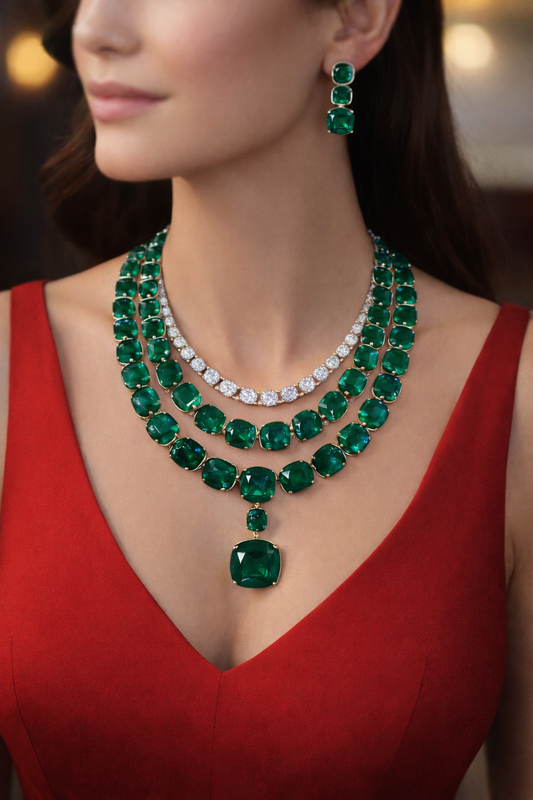 Lurap Tri Emerald Necklace Set