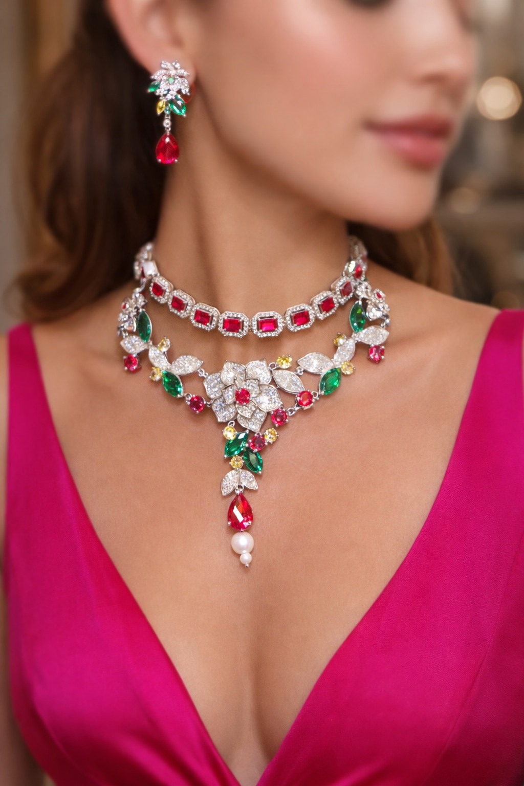 Lurap Pearl Garden Choker NecklaceSet