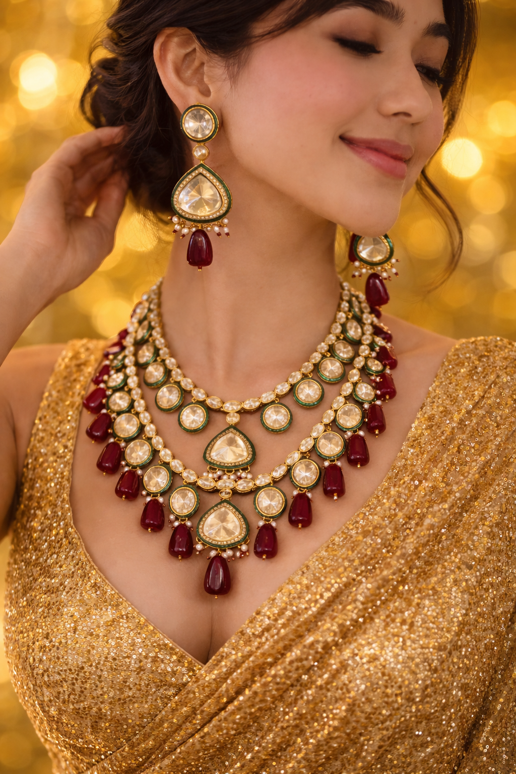 Lurap Rajwadi Polki NecklaceSet