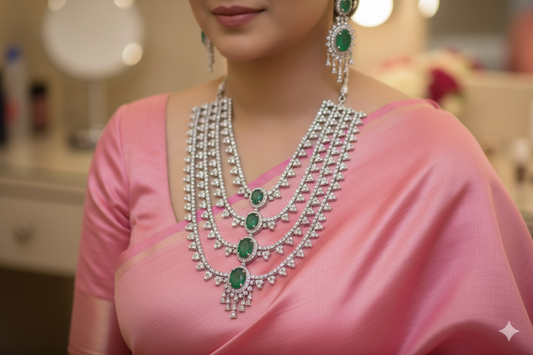 Lurap Tri layered Diamond NecklaceSet