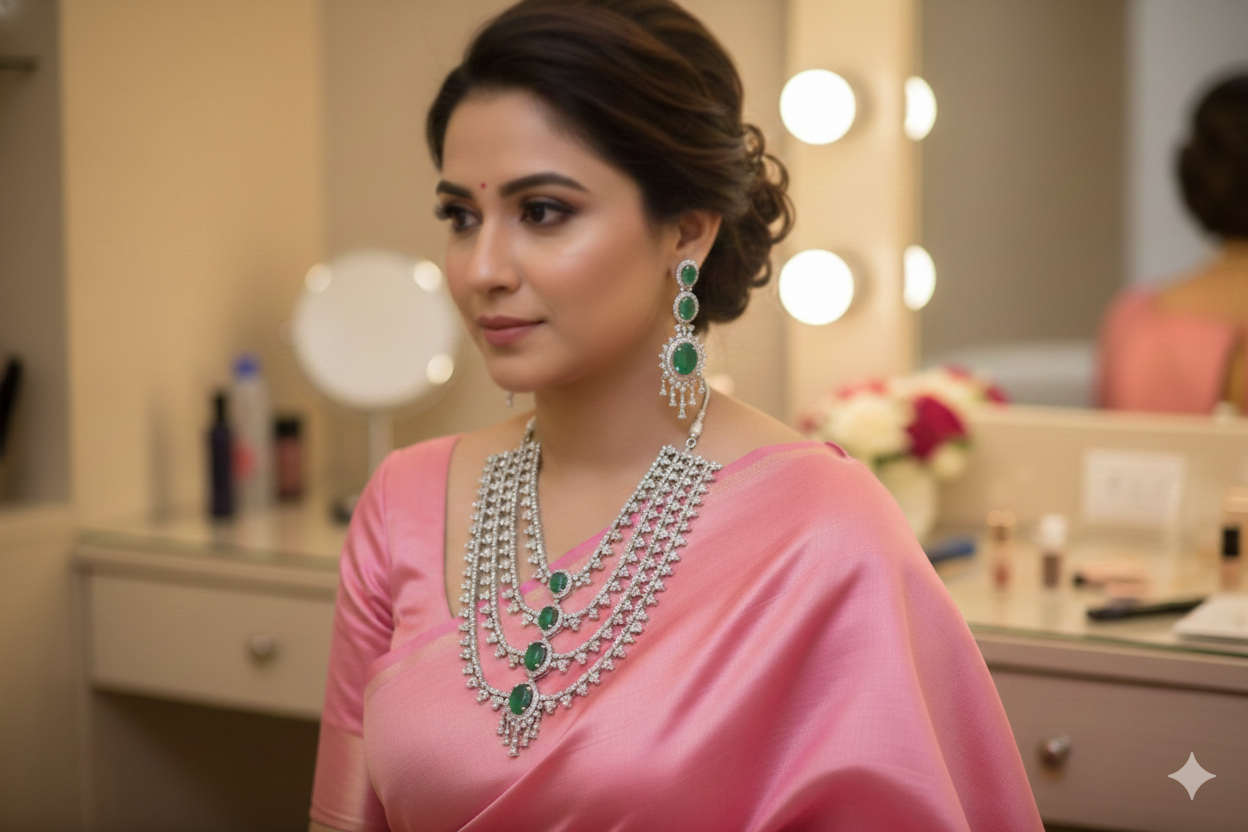 Lurap Tri layered Diamond NecklaceSet