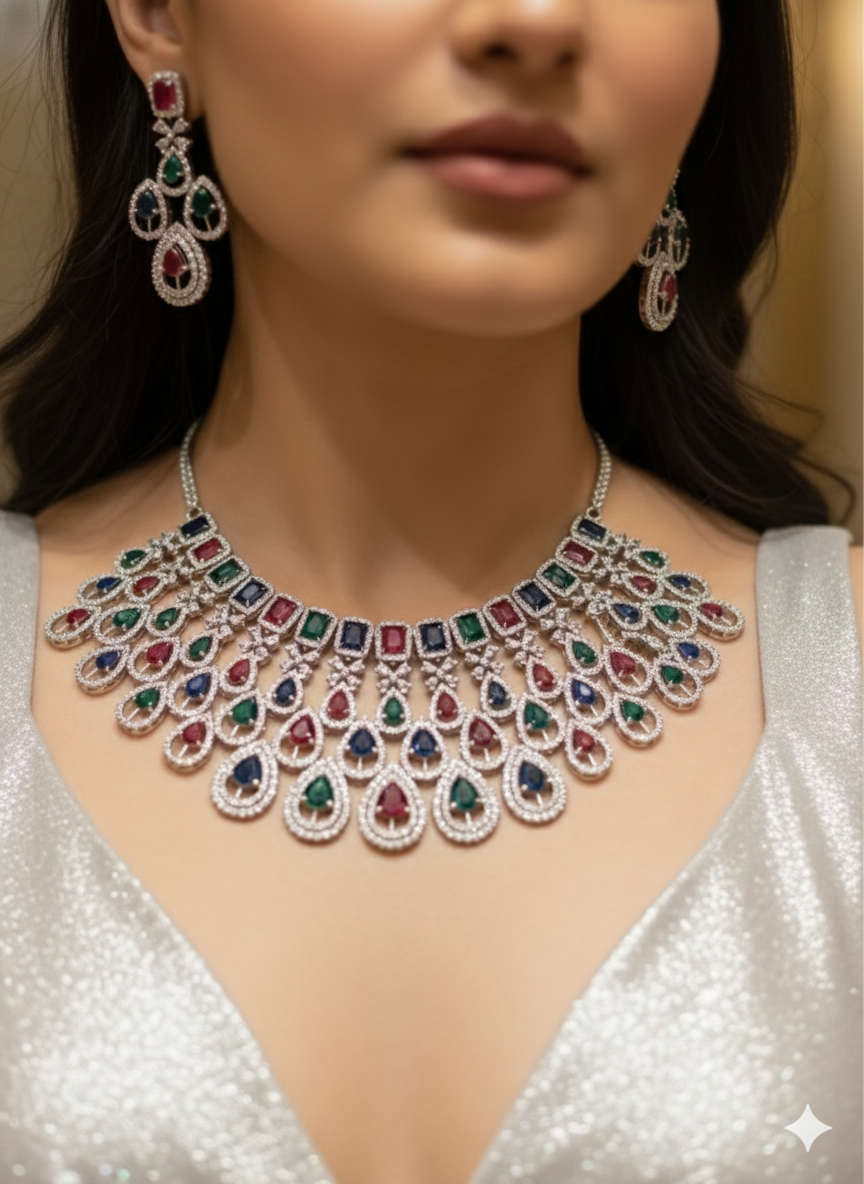 Lurap Multicoloured Gemstone NecklaceSet