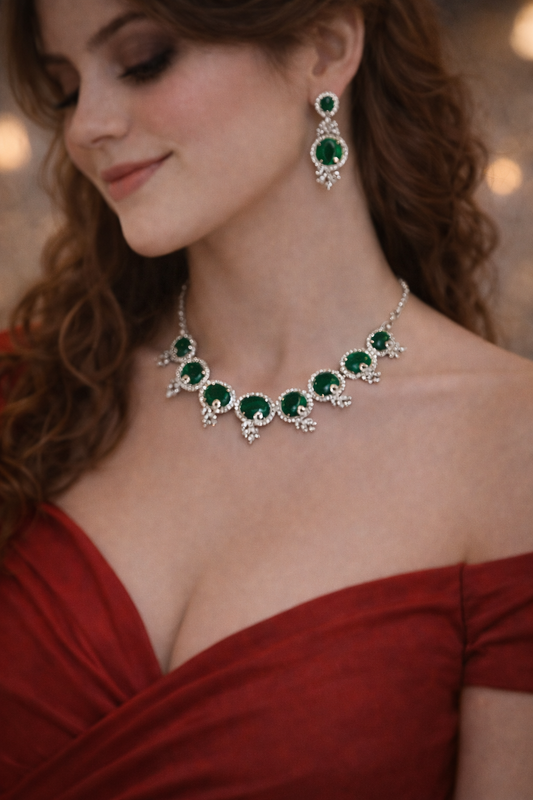 Lurap Sleek Emerald NecklaceSet